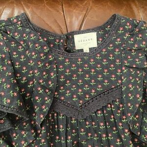 Sezane Floral Ruffle Top